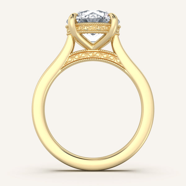 Heirloom Cathedral Engagement Ring | 18k Yellow Gold