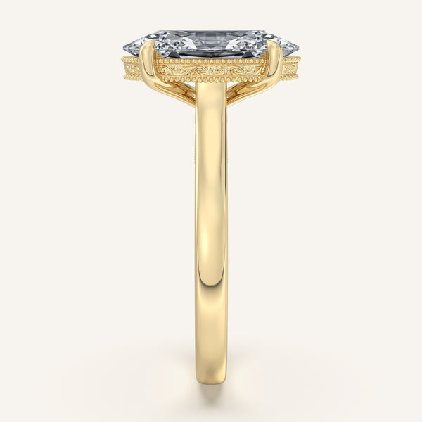 Moval Heirloom Cathedral Engagement Ring | 18k Yellow Gold