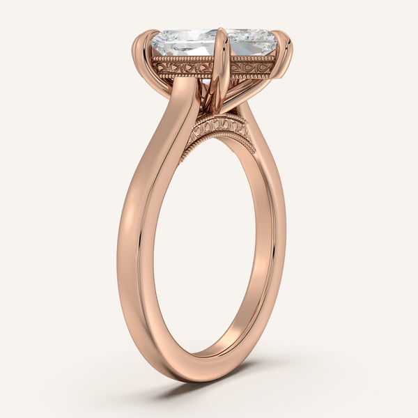 Dutch Marquise Heirloom Cathedral Engagement Ring | 18k Rose Gold