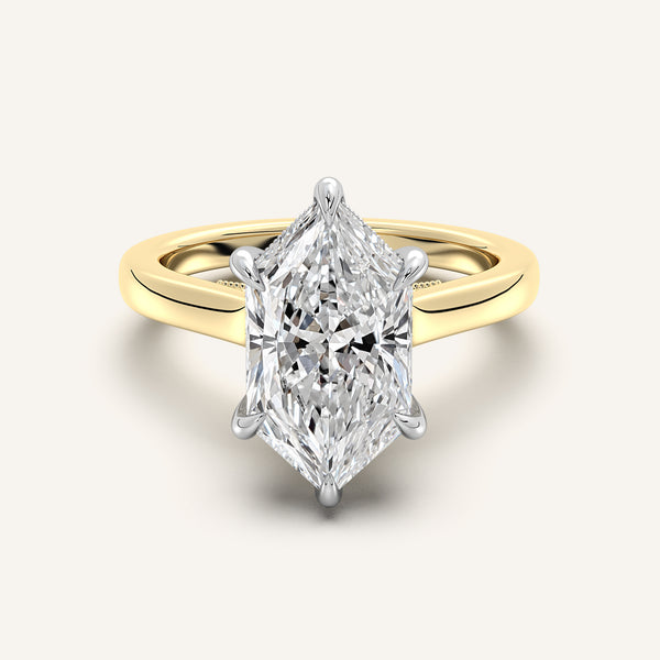 Dutch Marquise Heirloom Cathedral Engagement Ring | 18k Two Tone