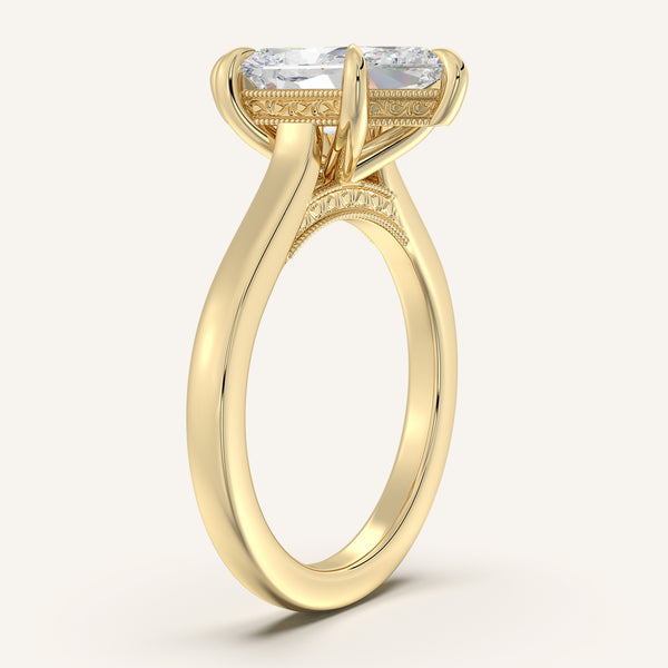 Dutch Marquise Heirloom Cathedral Engagement Ring | 18k Yellow Gold