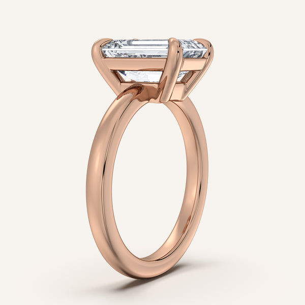 Emerald Cut Low Profile Engagement Ring | 18k Rose Gold