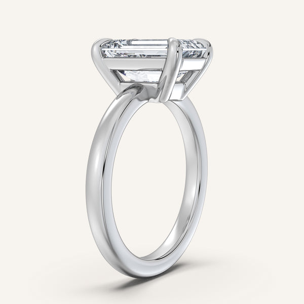 Emerald Cut Low Profile Engagement Ring | 14k White Gold