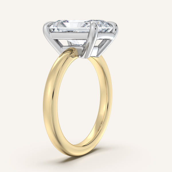 Radiant Cut Low Profile Engagement Ring | 18k Two Tone