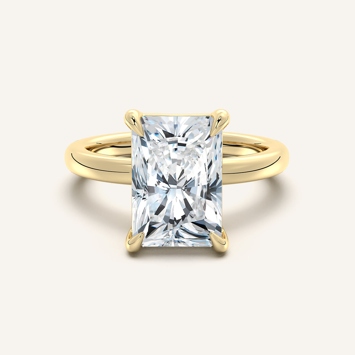 Radiant Cut Low Profile Engagement Ring in 14k Yellow Gold
