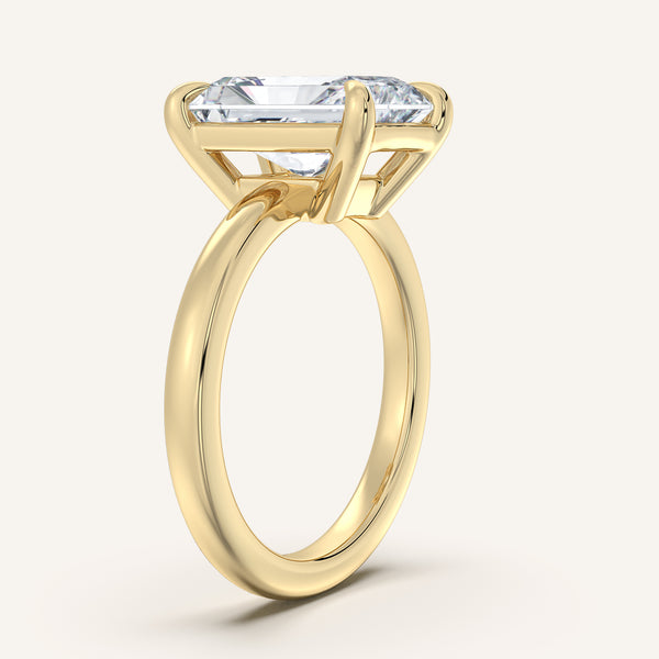 Radiant Cut Low Profile Engagement Ring | 14k Yellow Gold