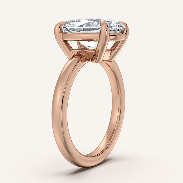 Oval Low Profile Engagement Ring | 14k Rose Gold