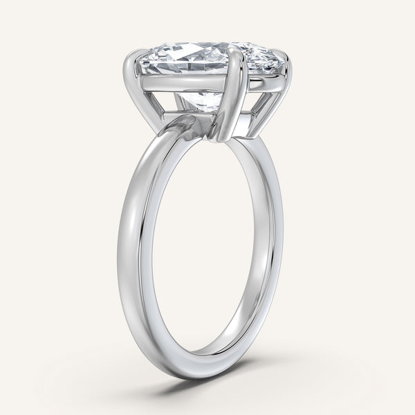 Oval Low Profile Engagement Ring | 14k White Gold