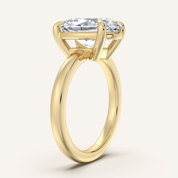 Oval Low Profile Engagement Ring | 18k Yellow Gold
