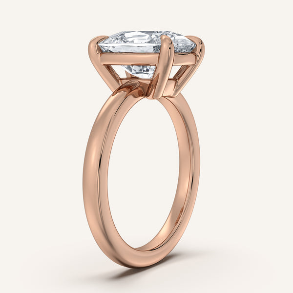 Cushion Cut Low Profile Engagement Ring | 14k Rose Gold