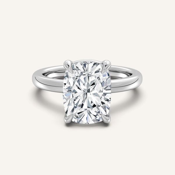 Low Set Engagement Ring | 14k White Gold