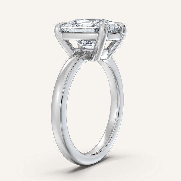 Cushion Cut Low Profile Engagement Ring | 18k White Gold
