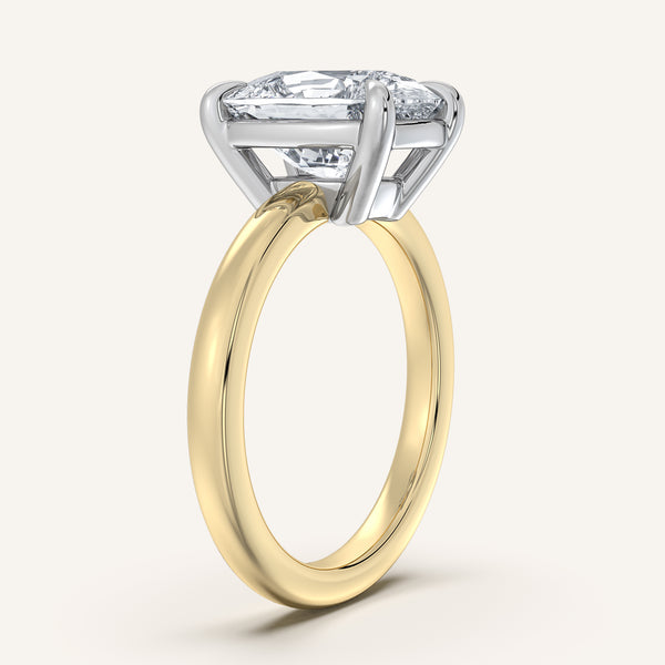Cushion Cut Low Profile Engagement Ring | 18k Two Tone