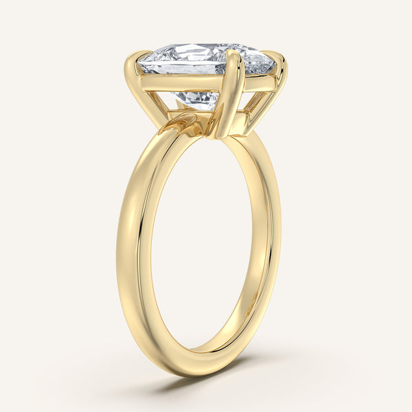 Cushion Cut Low Profile Engagement Ring | 14k Yellow Gold