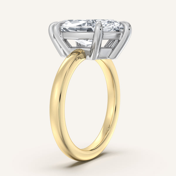Marquise Low Profile Engagement Ring | 14k Two Tone