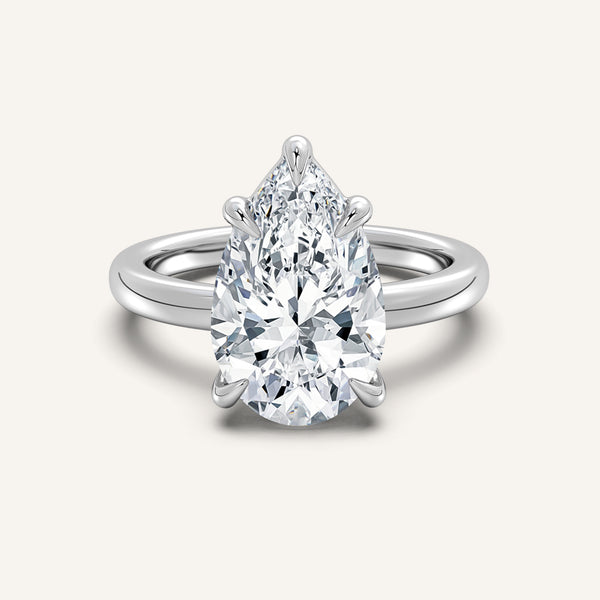 Low Set Engagement Ring | 14k White Gold