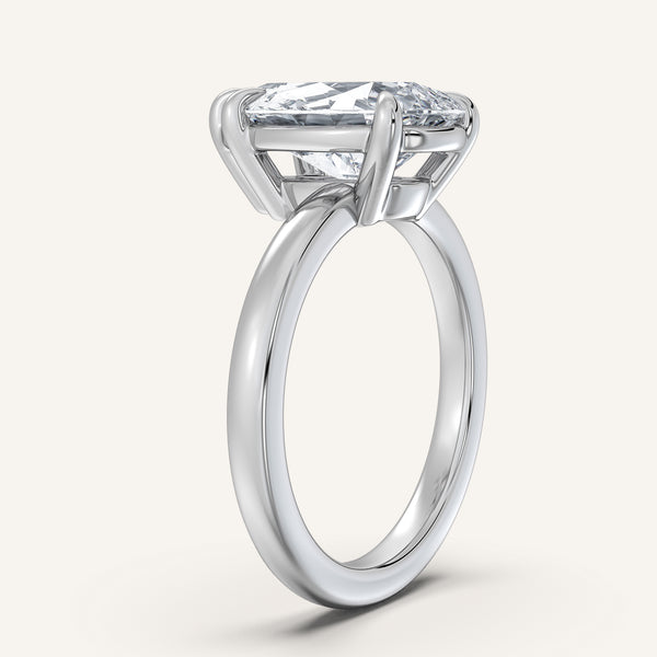 Pear Shape Low Profile Engagement Ring | 14k White Gold