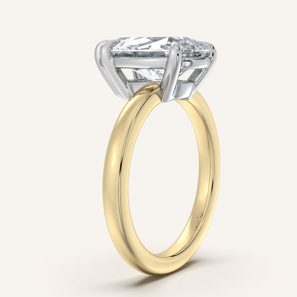 Pear Shape Low Profile Engagement Ring | 14k Two Tone