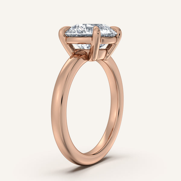 Round Low Profile Engagement Ring | 14k Rose Gold