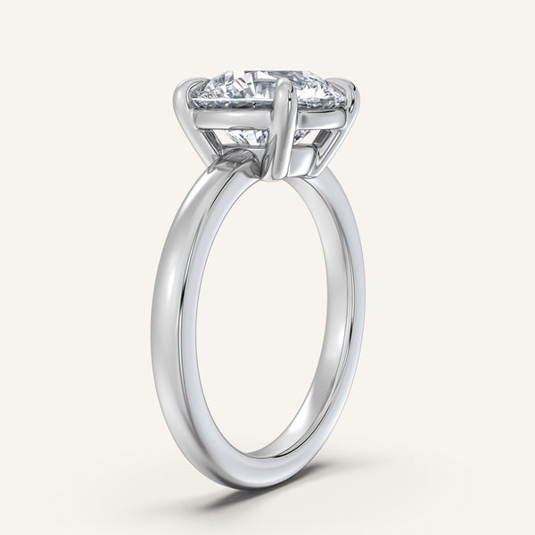 Round Low Profile Engagement Ring | 14k White Gold
