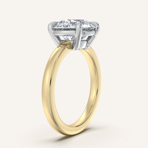 Round Low Profile Engagement Ring | 14k Two Tone