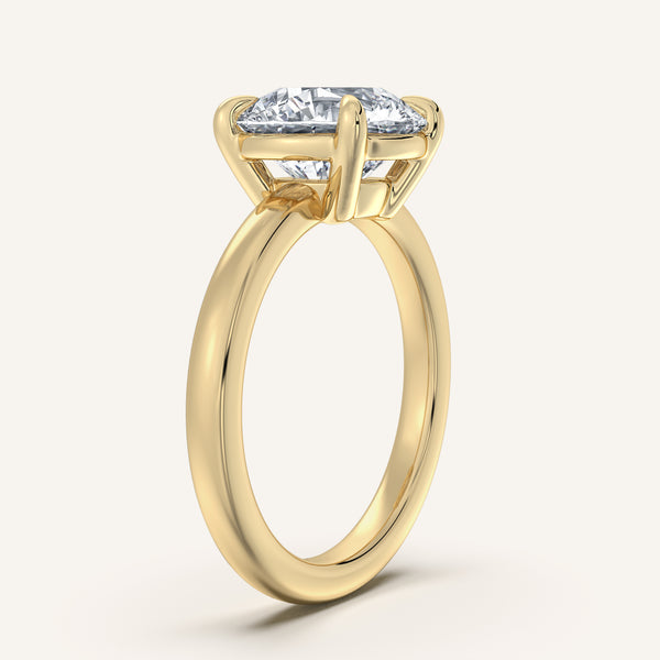 Round Low Profile Engagement Ring | 14k Yellow Gold