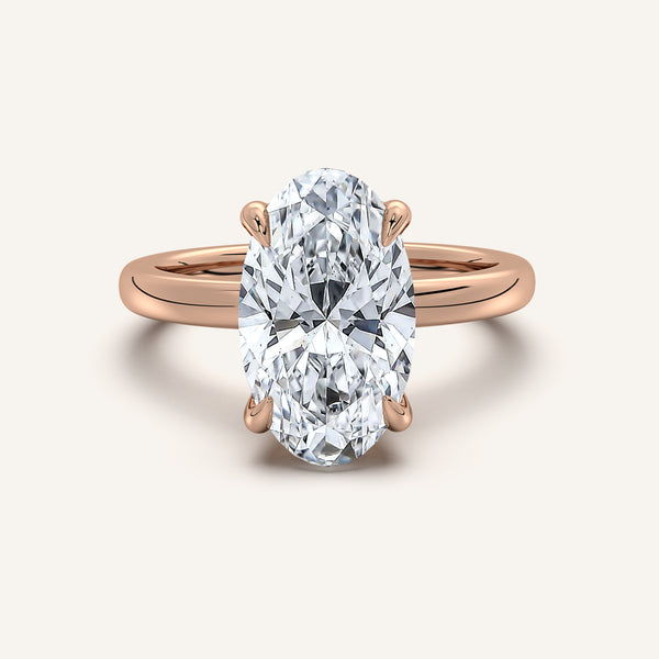Moval Low Profile Engagement Ring | 18k Rose Gold