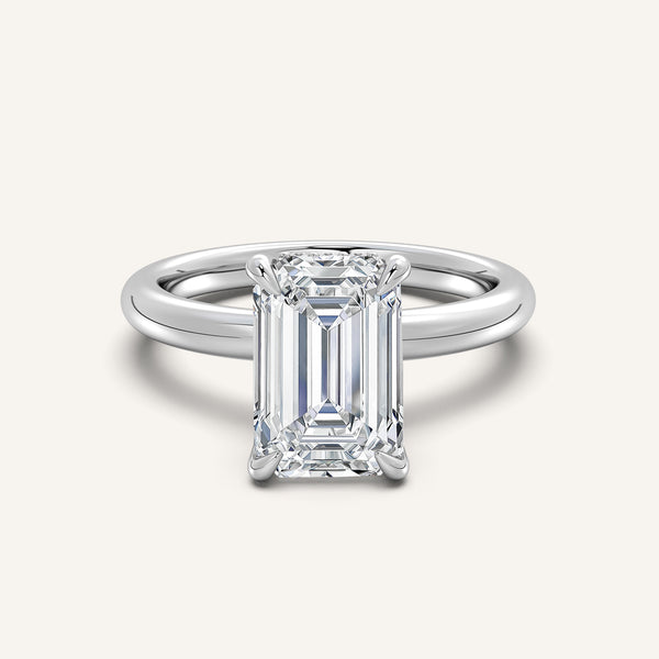 Hidden Halo Engagement Ring | 18k White Gold