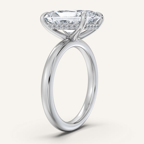 Radiant Cut Hidden Halo Engagement Ring | 14k White Gold