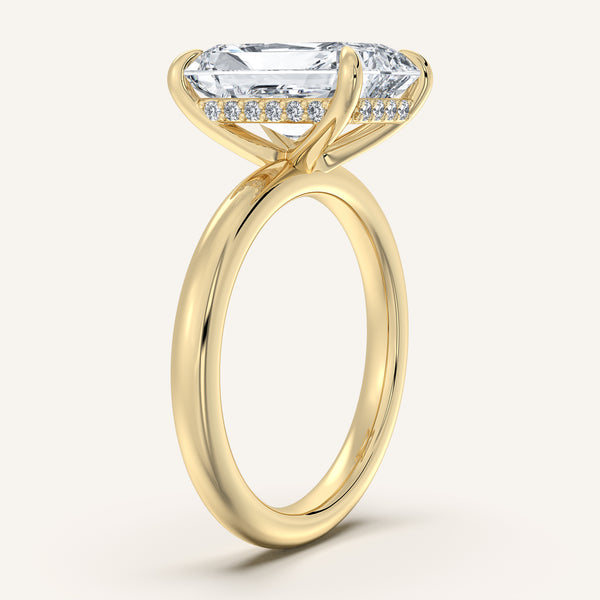 Radiant Cut Hidden Halo Engagement Ring | 14k Yellow Gold