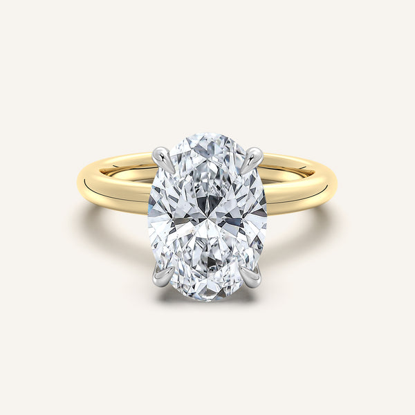 Oval Hidden Halo Engagement Ring | 18k Two Tone
