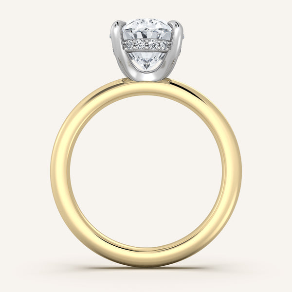 Oval Hidden Halo Engagement Ring | 18k Two Tone