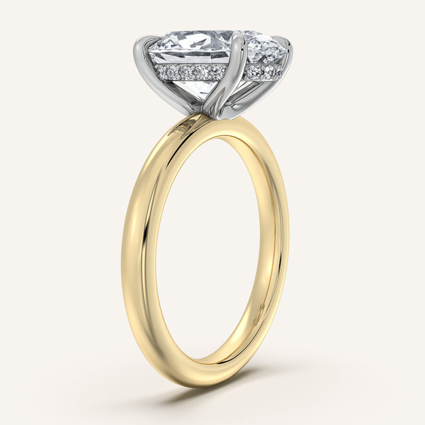 Oval Hidden Halo Engagement Ring | 18k Two Tone