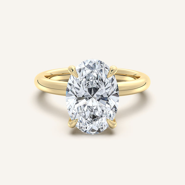Oval Hidden Halo Engagement Ring | 18k Yellow Gold
