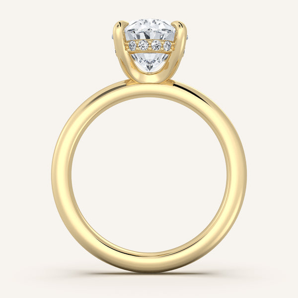 Oval Hidden Halo Engagement Ring | 18k Yellow Gold