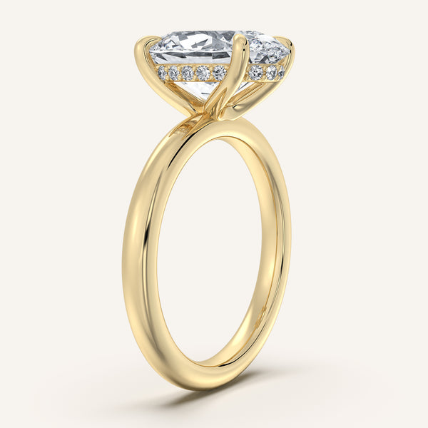 Oval Hidden Halo Engagement Ring | 14k Yellow Gold