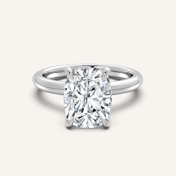 Hidden Halo Engagement Ring | 18k White Gold