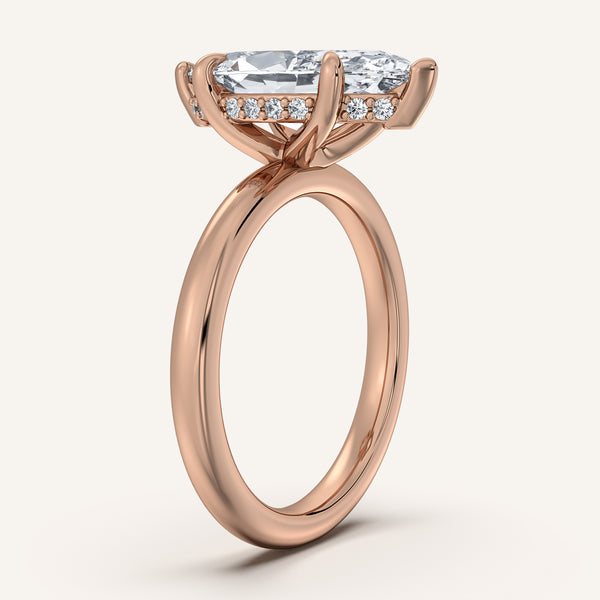 Marquise Hidden Halo Engagement Ring | 14k Rose Gold