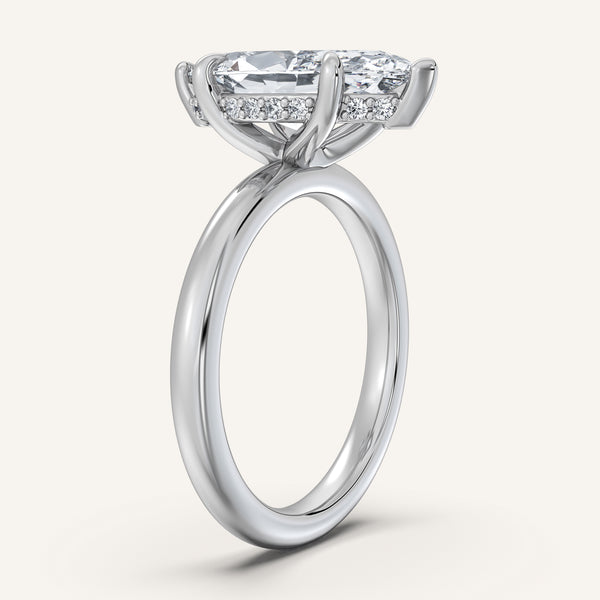 Marquise Hidden Halo Engagement Ring | 14k White Gold
