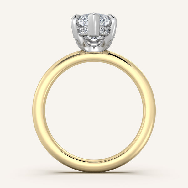 Hidden Halo Engagement Ring | 18k Two Tone