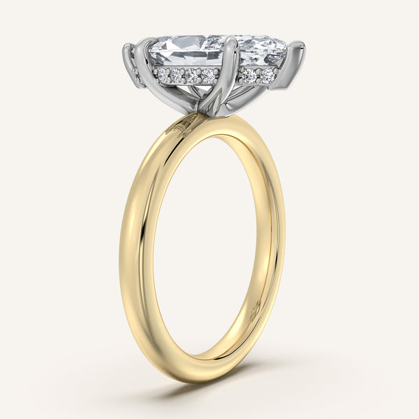 Marquise Hidden Halo Engagement Ring | 18k Two Tone