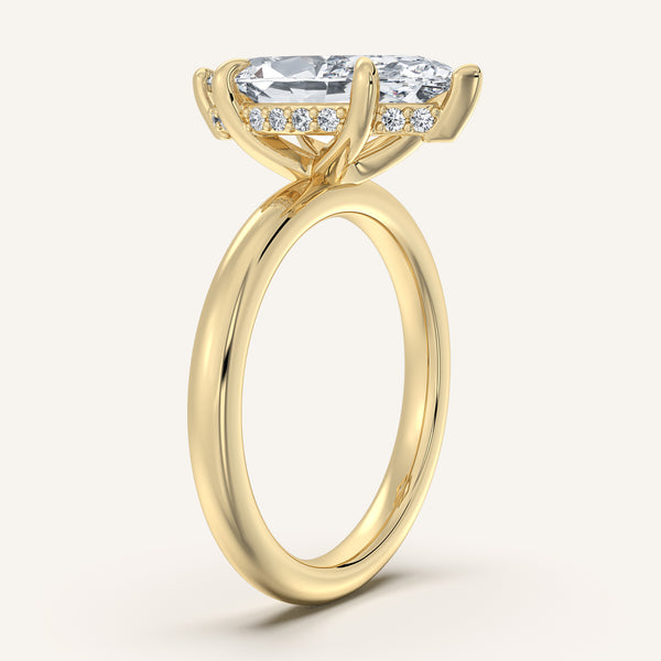 Marquise Hidden Halo Engagement Ring | 18k Yellow Gold