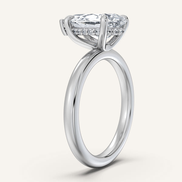 Pear Shape Hidden Halo Engagement Ring | 14k White Gold