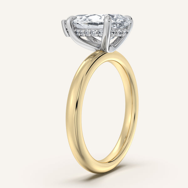 Pear Shape Hidden Halo Engagement Ring | 14k Two Tone