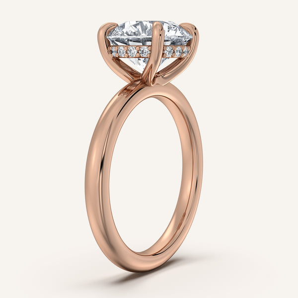 Round Hidden Halo Engagement Ring | 18k Rose Gold