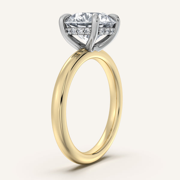 Round Hidden Halo Engagement Ring | 18k Two Tone