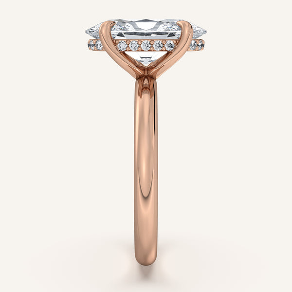 Moval Hidden Halo Engagement Ring | 18k Rose Gold
