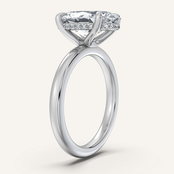 Moval Hidden Halo Engagement Ring | 18k White Gold