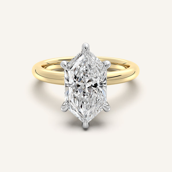 Dutch Marquise Hidden Halo Engagement Ring | 18k Two Tone
