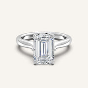 Image for Emerald Cut Tulip Style Cathedral Engagement Ring | 14k White Gold